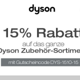15% auf Dyson-Zubehör bei nettoshop.ch, z.B. Dyson Autopflegeset Zubehör für CHF 67.15 statt CHF 79.-