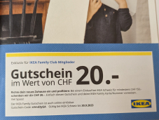 IKEA Family Gutschein für CHF 20.- Rabatt ab CHF 150.- Bestellwert bis 30.09.2023