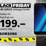 Viele Spezialangebote zum Black Friday bei Fust, z.B. Samsung Galaxy A3 für CHF 199.- statt CHF 299.-