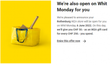 [Vorankündigung 06.06.2022] Lokal: Ikea Rothenburg – CHF 50.- Geschenkkarte pro CHF 250.- Einkauf