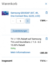 Samsung QLED QE65Q6F 65” bei digitec