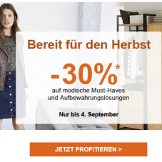 30% auf Mode und Aufbewahrungslösungen bei La Redoute, z.B. 2-türiger Kleiderschrank für CHF 622.30 statt CHF 889.-