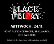 Manor: Black Friday, 30% Rabatt auf Kindermode, Spielwaren und Papeterie