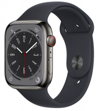 APPLE Watch Series 8 GPS (Cellular, 45mm Edelstahlgehäuse, Graphit, Mitternacht) bei revendo