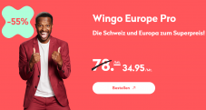 Wingo Europe Pro (Swisscom-Netz, CH alles unlim., unlim. Telefonie, SMS & Internet in der EU/UK)