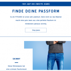 50% auf die zweite Jeans bei WE Fashion, z.B. Super-Stretch-Jeans für CHF 49.98 statt CHF 99.95