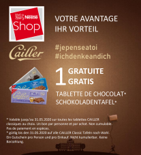 1 Cailler Classic Schokoladentafel nach Wahl im Nestlé Shop abholen