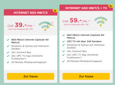 UPC Internet 600Mbit/s für CHF 39.- im Monat (Neukunden, 24 Monate)