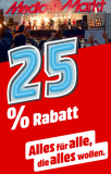 25 Jahre MediaMarkt, bis 25% auf ausgewählte Produkte & gratis Versand