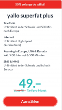 yallo superfat plus:  Jetzt 50% Rabatt: nur 49.–/Monat FÜR IMMER