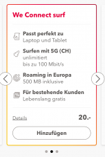 Daten-SIM WeConnect Surf kostenlos für bestehende Sunrise und UPC Kunden