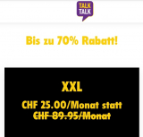 TalkTalk Abos bis zu 70% günstiger. Z.B. XXL für nur 25.-