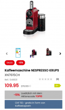 Nespresso Kaffeemaschine mit Milchschäumer