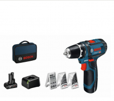 BOSCH Akku-Bohrschrauber GSR 12V-15 Kit (2 Ah, 4 Ah, 12 V)