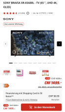 Sony 65″ Zoll OLED TV XR-65A80L 1499.- statt 1699.- bei Mediamarkt