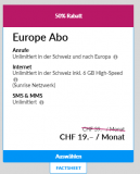 Lebara Europe derzeit für CHF 19.-/Monat