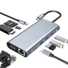 10-in-1 USB-C Hub mit 100W Power Delivery, SD-Kartenleser, RJ45, HDMI u.v.m. bei Geekbuying – nur 20 Franken