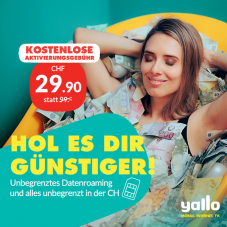 yallo top europe (CH alles unlimitiert + unlimitiertes Roaming in Europa und Nordamerika) für CHF 29.90 / Mt.