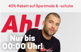 40% Rabatt auf Sportmode und -schuhe bis 24:00