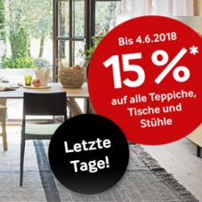 15% auf fast alle Teppiche, Tische und Stühle bei Pfister, z.B. Teppich Jamuna für CHF 296.65 statt CHF 349.-