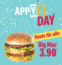 Heute (28.3.2019) gibt es den BigMac bei McDonalds wieder für CHF 3.90