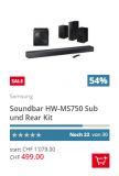 Samsung HW-MS750 Soundbar mit Gratis Subwoofer und Rear Speakern bei Brack.ch