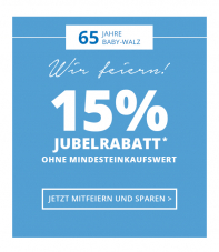 15% auf fast alles bei babywalz, z.B. Steiff Sweatshirt Bär für CHF 30.56 statt CHF 35.95