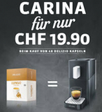 Delizio Kaffeemaschine Carina in Midnight-Black plus 48 Kapseln bei Migros für CHF 39.70