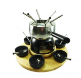 TECHMANIA – Rotel Fondue-Set 14-teilig – schwarz Ideal für Fondue Bourguignonne/Fondue Chinoise