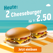 Nur heute: 2 Cheeseburger für CHF 2.50 bei McDonalds