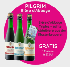 1 Flasche Pilgrim Triple à 37.5cl nach Wahl gratis bei Rio Getränke