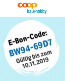 CHF 15.- Rabatt ab einem Einkauf von CHF 75.- im Onlineshop von Coop Bau + Hobby