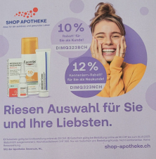 Shop Apotheke Gutschein für 10% oder 12 % Rabatt ab CHF 39.- oder CHF 59.- Bestellwert