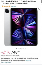 Passend zum Schulbeginn: Apple iPad Pro 11” 128GB Wifi + Cellulare bei Amazon für 722.- (inkl. Import)