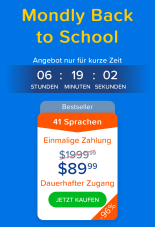 Mondly back to school Aktion, lebenslanger Zugang zu allen Sprachen für CHF 98.-