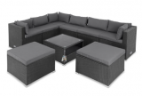 Polyrattan Ecklounge XXL Schwarz/Anthrazit mit Kissen inkl. Versand bei DeubaXXL