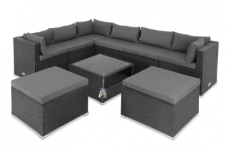 Polyrattan Ecklounge XXL Schwarz/Anthrazit mit Kissen inkl. Versand bei DeubaXXL