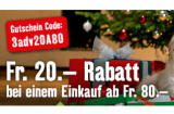 CHF 20.- Rabatt ab einem Einkauf von CHF 80.- (online und in den Filialen) bei Fressnapf