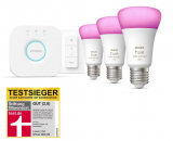 Galaxus – Philips Hue – White & Color Ambiance E27 3er Starter Set 1100 lm + Dimmer Starterset