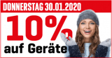 Am 30.01.2020 gibt es wieder 10% Rabatt auf Geräte bei Interdiscount (Online und in den Filialen)