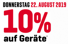 Am 22.8.2019 gibt es wieder 10% Rabatt auf Geräte bei Interdiscount (Online und in den Filialen)