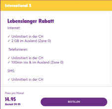 TalkTalk International S für CHF 14.95 mit lebenslangem Rabatt!