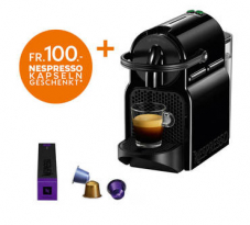 De Longhi Nespresso Inissia schwarz für CHF 49.- bei nettoshop inkl. Kapseln im Wert von CHF 100.-