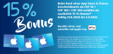 Zusätzlich 15% Bonus auf App Store & iTunes Geschenkkarte (ab CHF 50) bei Aldi