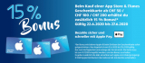 Zusätzlich 15% Bonus auf App Store & iTunes Geschenkkarte (ab CHF 50) bei Aldi