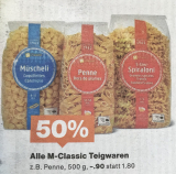 Vorankündigung: 50% auf M-Classic Teigwaren