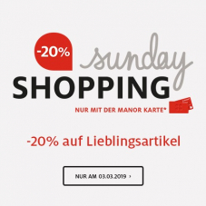 Manor Sunday Shopping: nur heute 20% auf Wein, Schmuck, Spielwaren, Sportbekleidung, …