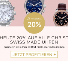 Nur heute: 20% auf alle Christ Swiss Made Uhren bei Christ, z.B. Christ Swiss Made 5801582 für CHF 199.20 statt CHF 249.-