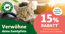 15% Rabatt auf Katzenstreu, Toiletten und Zubehör zum Weltkatzentag bei Fressnapf