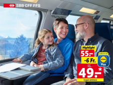 SBB Tageskarte ab 49 CHF bei Lidl ab 50 CHF Einkauf (ohne Halbtax)